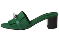 HERMES Gigi Slip-Resistant Slide Slippers 5cm Women's Green