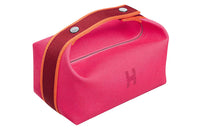 HERMES Bride-a-Brac Cotton Storage Bag Handbag Toiletry Bag Small Size Women's Hibiscus Multicolor