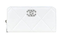 CHANEL Diamond Pattern Lambskin Wallet Women's White