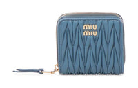MIU MIU Leather Card Holder, Wallet Small Size Women's Blue