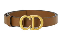 DIOR CD Label Smooth Buckle Leather Belts Women's Brown Width: 2CM