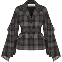 DIOR Checkered Belted Removable Scarf Jacket