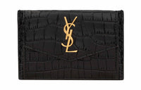 SAINT LAURENT UPTOWN Cowhide Leather Wallet Clutch Card Holder Women's Black
