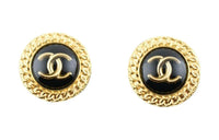 CHANEL Stud Earrings Women's Gold/Black