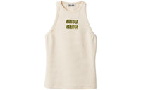 MIU MIU SS24 Embroidered Logo Knit Top Sleeveless