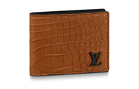 LOUIS VUITTON Multiple Crocodile Leather Card Holder Wallet Men's Brown
