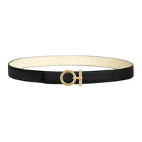 HERMES Metal Leather Belts Women's Coconut White/Black Width 2.4CM