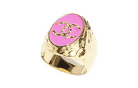CHANEL Metal Rings Women's Gold/Pink