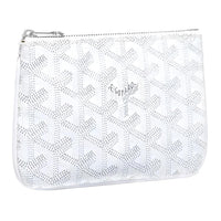 GOYARD SENAT Canvas With Calfskin Wallet Card Holder Clutch Mini Unisex White