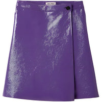 MIU MIU Leather Long Skirts Women's Purple