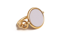 HERMES Calfskin Metal Gold-Plated Rings Women's Gold