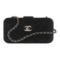CHANEL Velour Evening Party Bag Handbag Shoulder Bag Women's Black