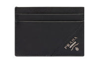 PRADA Saffiano Leather Card Holder Men's Black