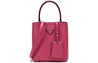 PRADA Cow Leather Crossbody Bag Women's Rose Red