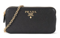 PRADA Cow Leather Shoulder Bag Women's Black