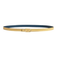 HERMES Calfskin Leather Belts Women's Beige Blue Width 1.3CM