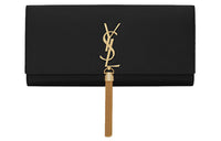 SAINT LAURENT KATE Cow Leather Tassel Clutch Regular Women's Black