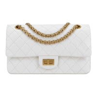 CHANEL 2.55 Calfskin Handbag Medium Size Women's White