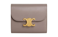 CELINE Triomphe Arc De Triomphe Shiny Calfskin Card Holder Wallet Small Size Women's Eggstone Gray