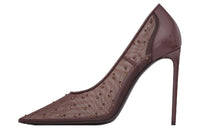 SAINT LAURENT Anja Slim Heel High Heels 10.5cm Women's Dark Umber
