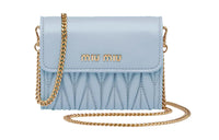 MIU MIU Soft Sheep Leather Shoulder Bag Crossbody Bag Wallet Women's Sky Blue