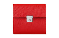 HERMES Clic Mysore Goat Skin Wallet Women's Heart Red