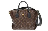 LOUIS VUITTON Flower Tote Leather Handbag Medium Size Women's Brown