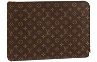 LOUIS VUITTON Cow Leather Storage Bag Clutches Large Size Unisex Brown