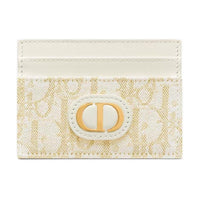 DIOR 30 Montaigne Cotton Card Holder Women's Gold & White