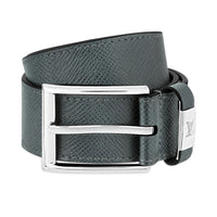 LOUIS VUITTON Leather Belts Men's Gray Width 3.5CM