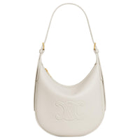 CELINE Triomphe Cow Leather Portable Crossbody Bag, Shoulder Bag Small Size Women's Cotton White