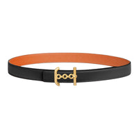 HERMES Calfskin Leather Belts Women's Black 2.4CM