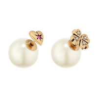 DIOR Metal Earrings Women's Gold/White