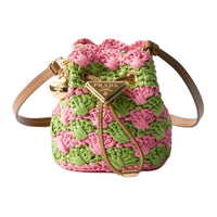 PRADA Steel Shoulder Bag Mini Women's Petal Pink & Lawn Green