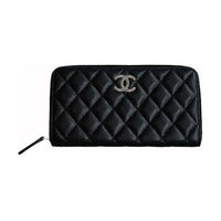 CHANEL Cc Long Zipped Wallet Black AP3181