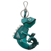 PRADA Leather Key Ring Bag Accessories Unisex Emerald Green