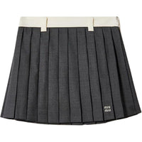 MIU MIU Logo Embroidered Pleated Mini Skirt