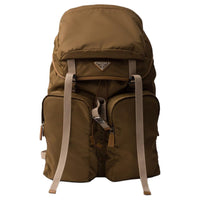 PRADA Recycled Nylon With Patchwork Leather Backpack Men's Brown