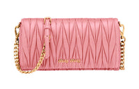 MIU MIU Matelassé Soft Sheep Leather Shoulder Bag Crossbody Bag Mini Women's Pink