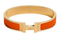 HERMES Enamel Gold-Plated Bangles Unisex Gold/Orange