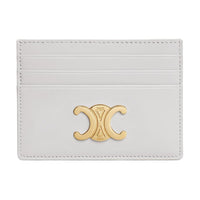 CELINE Triomphe Shiny Calfskin Card Holder Women's Cloud Gray