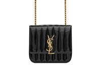 SAINT LAURENT Vicky Patent Leather Cowhide Shoulder Bag Crossbody Bag Small Size Women's Black