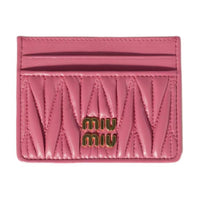 MIU MIU Matelassé Lambskin Card Holder Women's Rose Red