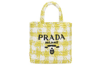 PRADA Wicker Tote Bag Shopping Bag Handbag Small Size Women's Pomelo Green