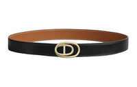 HERMES Odyssee Double Sided Smooth Buckle Leather Belts Men's Black/Brown Width 3.2CM