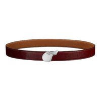 HERMES Calfskin Leather Belts Men's Dark Red/Brown Width: 3.2CM