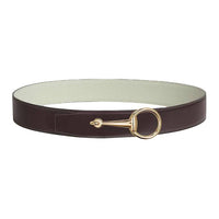 HERMES Calfskin Leather Belts Men's Brown/Gray Width 3.8CM