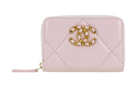 CHANEL Lambskin Wallet Small Size Women's Light Pink
