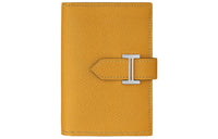 HERMES Bearn Calfskin Card Holder Women's Ginger Yellow