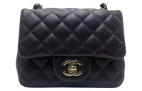 CHANEL Classic Flap CF Lambskin Shoulder Bag Crossbody Bag Mini Women's Dark Brown